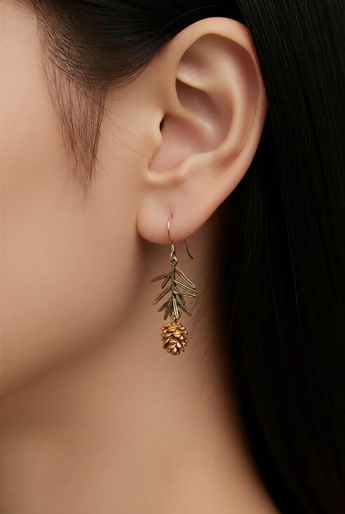 Pine Needle Jewellery – Michael Michaud UK Limited Michael Michaud Pine Needle Single Cone Dangle Wire Earrings